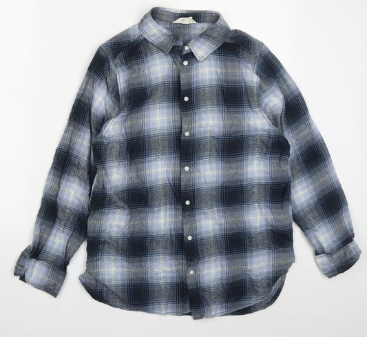 Mens UK Size S H&M Blue  Button-Up Long Sleeve Casual Shirt