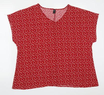 Womens UK Size XL Emery Rose Red Basic Blouse