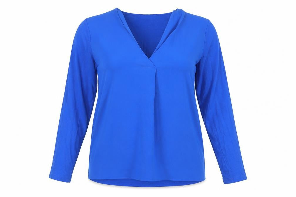 Dunnes Womens Blue  Polyester Basic Blouse Size L V-Neck