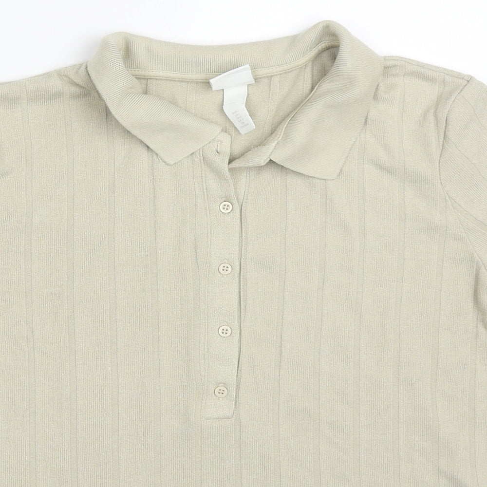 Womens UK Size L H&M Beige Basic Polo