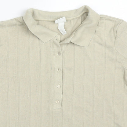 Womens UK Size L H&M Beige Basic Polo
