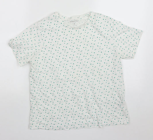 Dunnes Womens Green Floral Cotton Basic T-Shirt Size M Round Neck