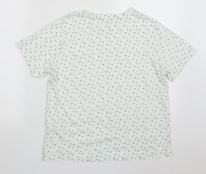 Dunnes Womens Green Floral Cotton Basic T-Shirt Size M Round Neck