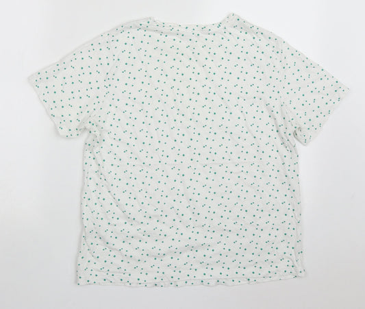 Dunnes Womens Green Floral Cotton Basic T-Shirt Size M Round Neck