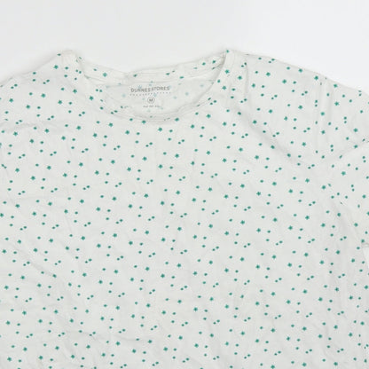 Dunnes Womens Green Floral Cotton Basic T-Shirt Size M Round Neck
