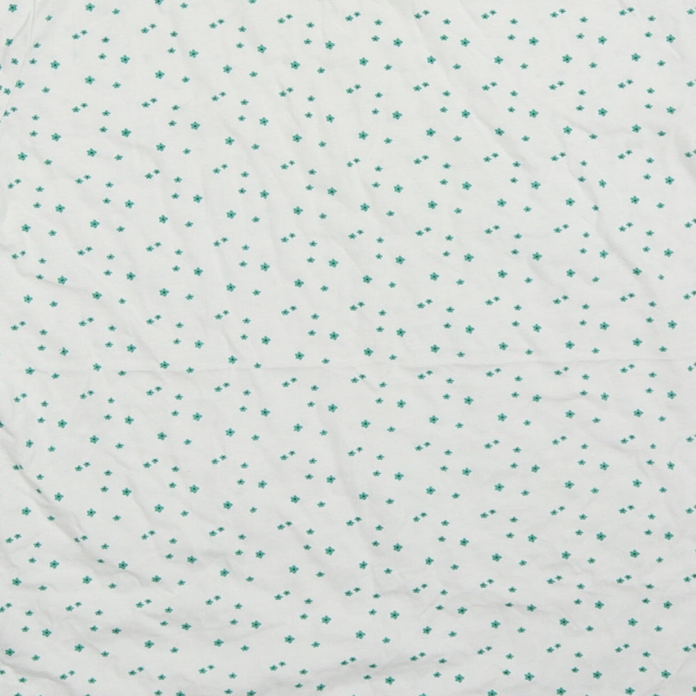 Dunnes Womens Green Floral Cotton Basic T-Shirt Size M Round Neck