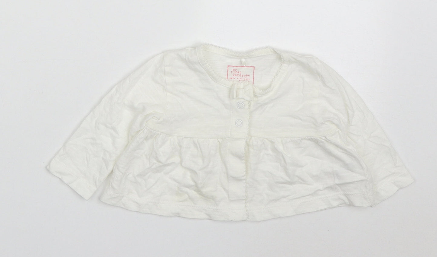 NEXT Girls Ivory  Cotton Cardigan Jumper Size 3-6 Months  Button