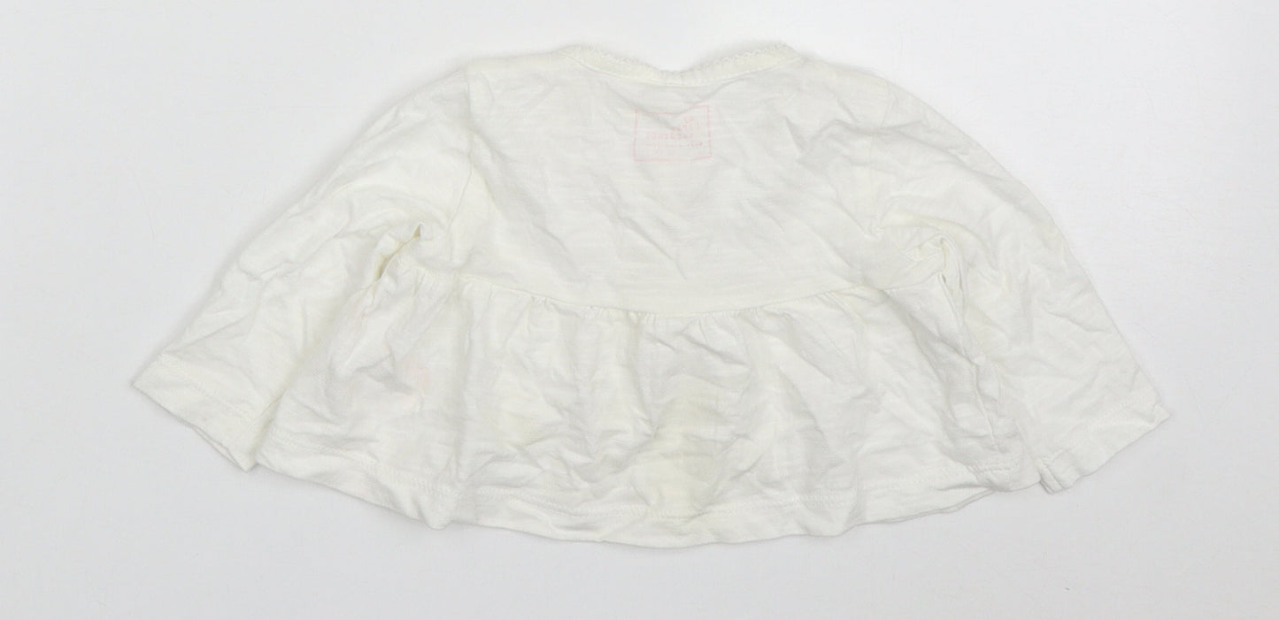 NEXT Girls Ivory  Cotton Cardigan Jumper Size 3-6 Months  Button