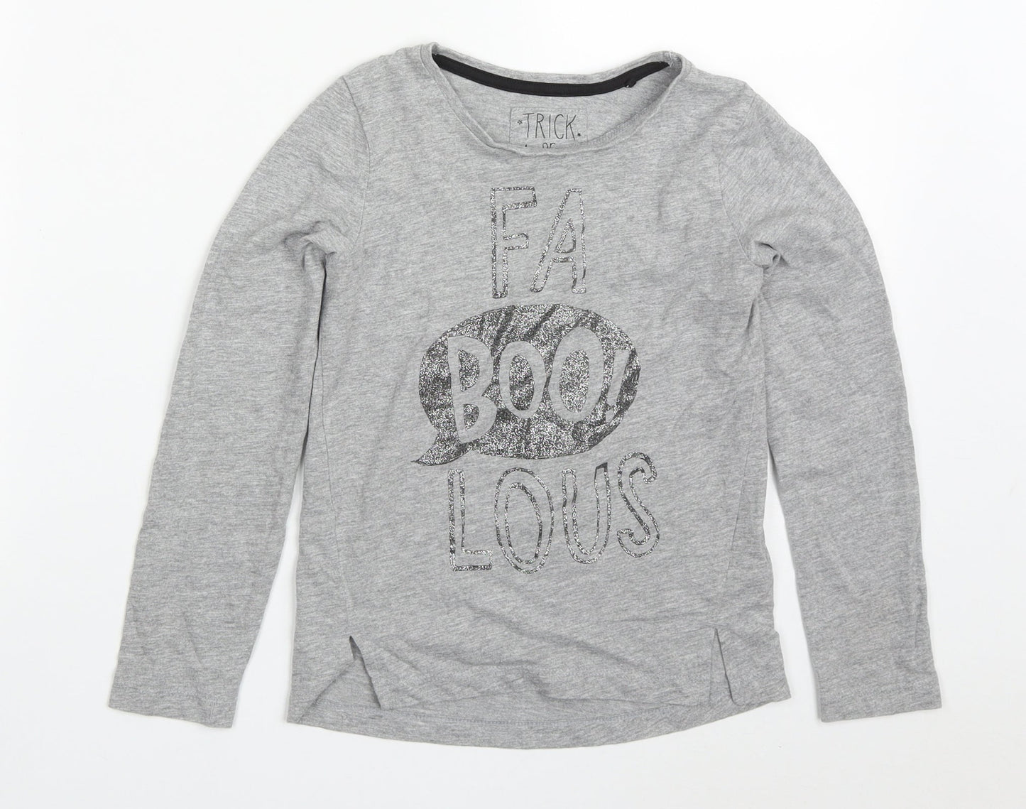 TU Girls Grey  Cotton Basic T-Shirt Size 8 Years Round Neck Pullover - Fa Boo! Lous