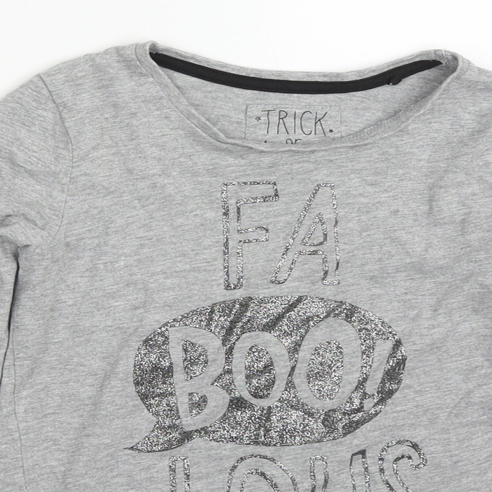 TU Girls Grey  Cotton Basic T-Shirt Size 8 Years Round Neck Pullover - Fa Boo! Lous
