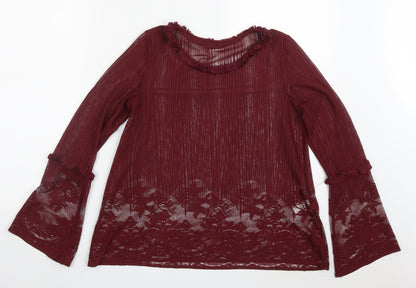 Womens UK Size 8 Preworn Red Basic Blouse