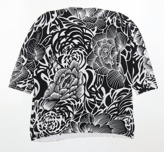 Gerard Womens Black V-Neck Floral Viscose Pullover Jumper Size L