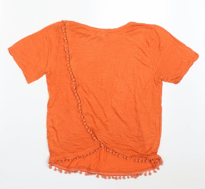 Papaya Womens Orange  Viscose Basic T-Shirt Size 12 Roll Neck