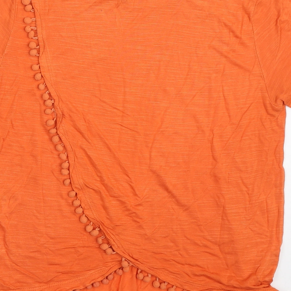 Papaya Womens Orange  Viscose Basic T-Shirt Size 12 Roll Neck