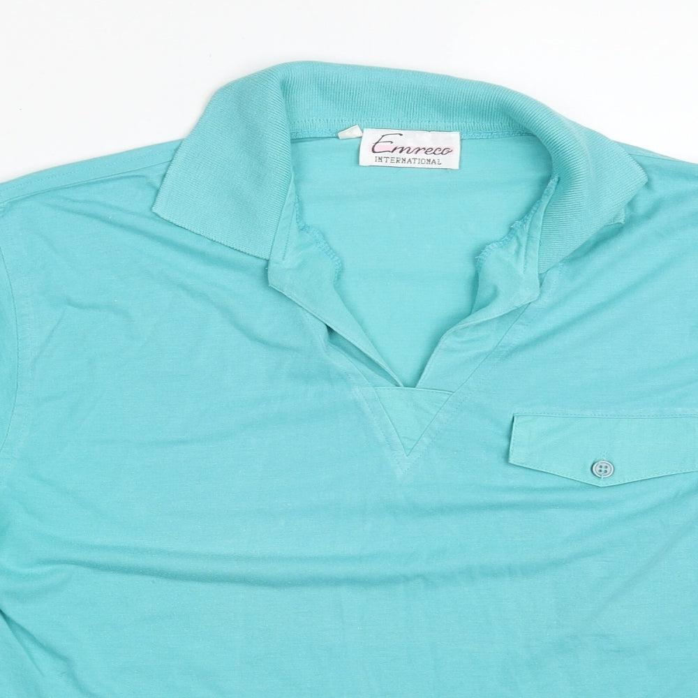 Emreco Mens Beige  Polyester  Polo Size M Collared Pullover