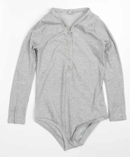 Womens UK Size S Preworn One-Piece Grey Bodysuit