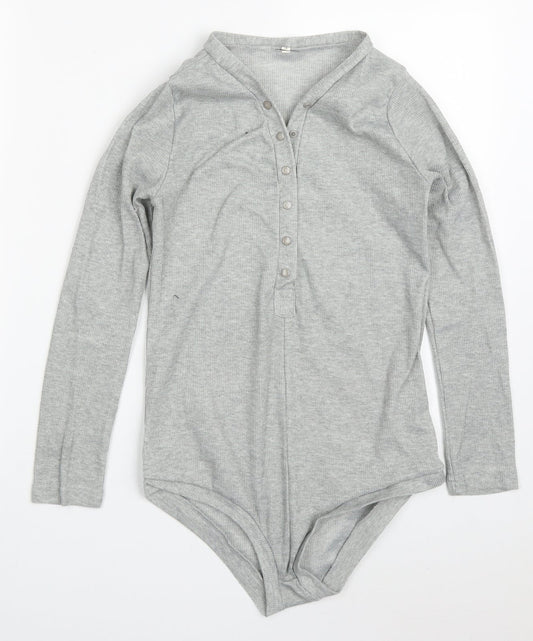 Womens UK Size S Preworn One-Piece Grey Bodysuit