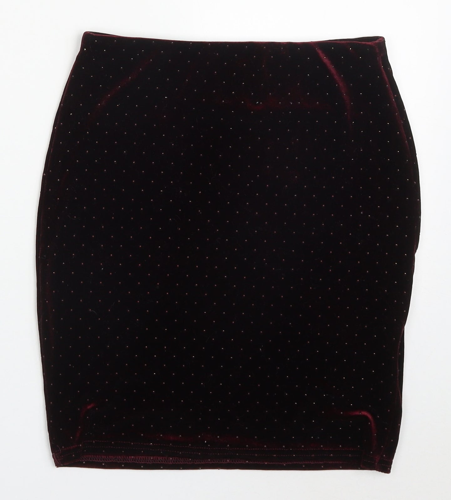 New Look Womens Red Polka Dot Polyester Mini Skirt Size 6  Regular  - Burgundy
