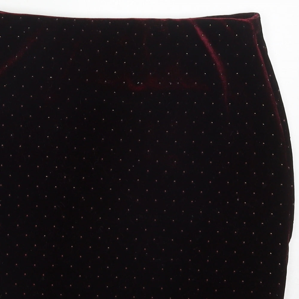 New Look Womens Red Polka Dot Polyester Mini Skirt Size 6  Regular  - Burgundy