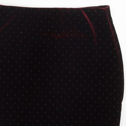 New Look Womens Red Polka Dot Polyester Mini Skirt Size 6  Regular  - Burgundy