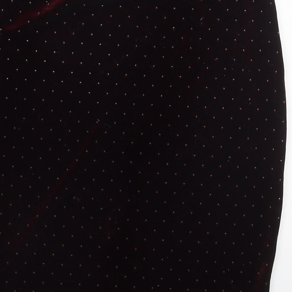 New Look Womens Red Polka Dot Polyester Mini Skirt Size 6  Regular  - Burgundy