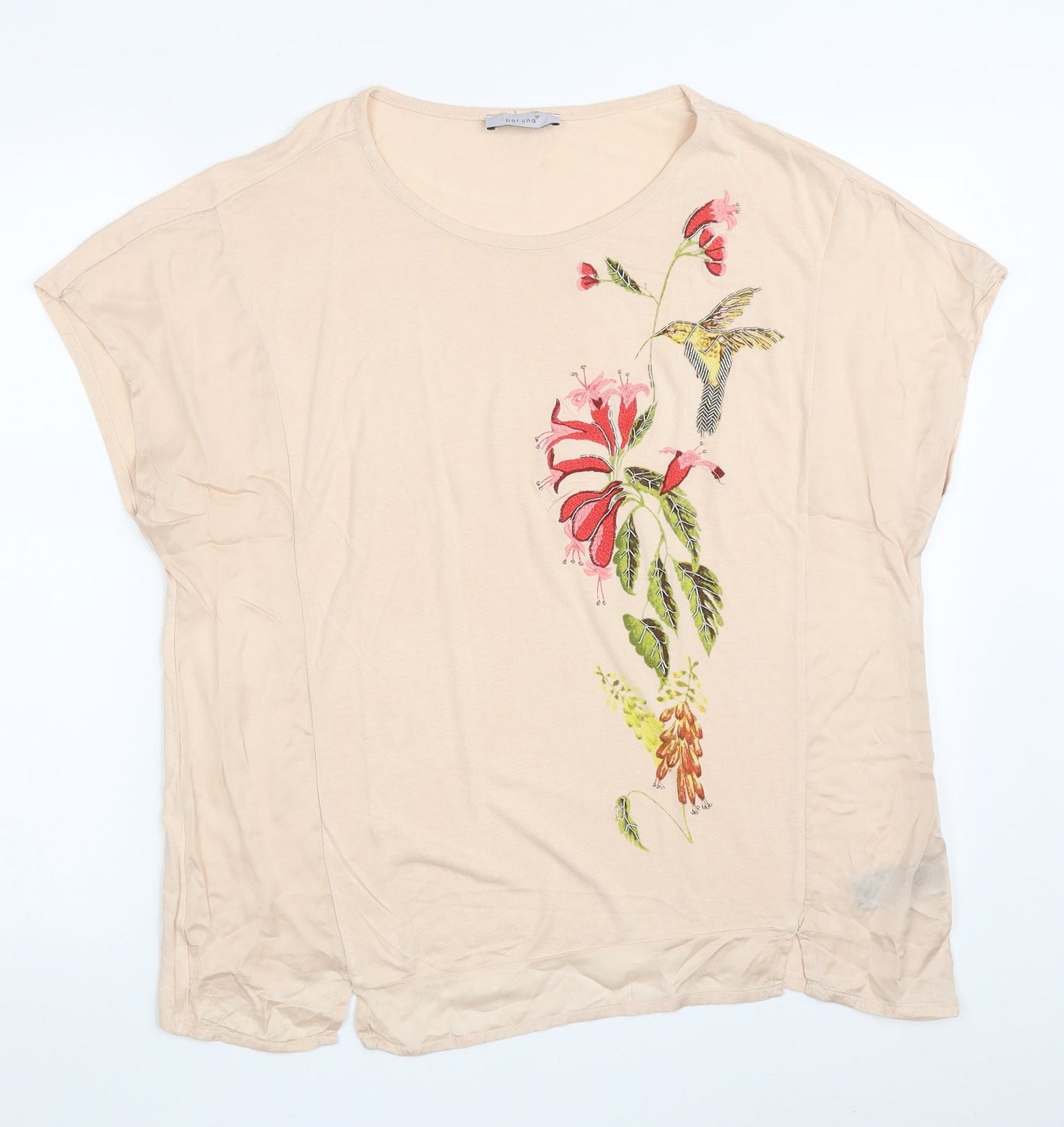 Marks and Spencer Womens Pink  Viscose Basic T-Shirt Size 16 Round Neck - Birds