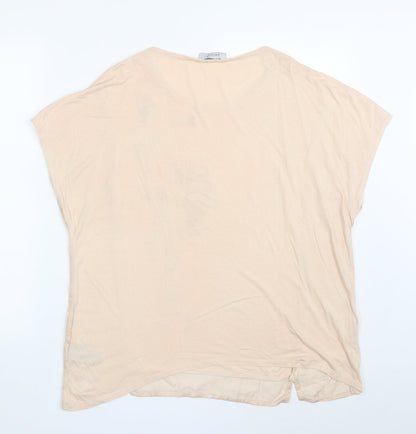 Marks and Spencer Womens Pink  Viscose Basic T-Shirt Size 16 Round Neck - Birds