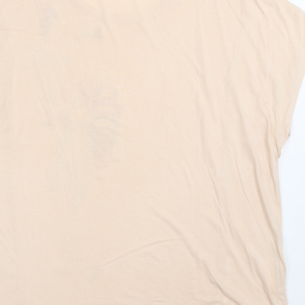 Marks and Spencer Womens Pink  Viscose Basic T-Shirt Size 16 Round Neck - Birds