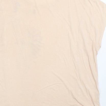 Marks and Spencer Womens Pink  Viscose Basic T-Shirt Size 16 Round Neck - Birds
