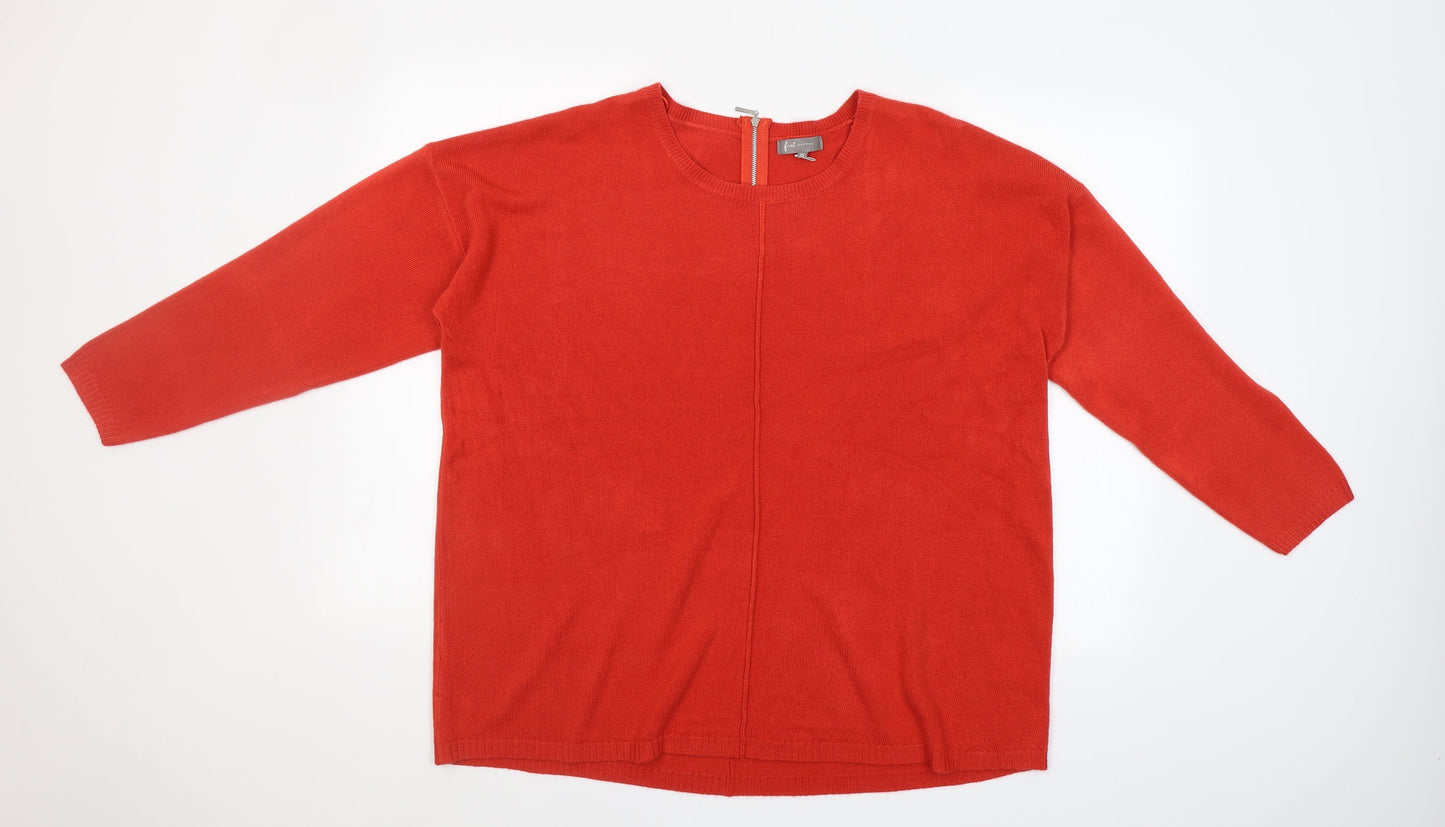 First Avenue Womens Red Round Neck  Acrylic Pullover Jumper Size XL
