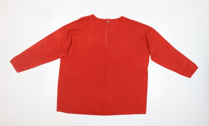 First Avenue Womens Red Round Neck  Acrylic Pullover Jumper Size XL