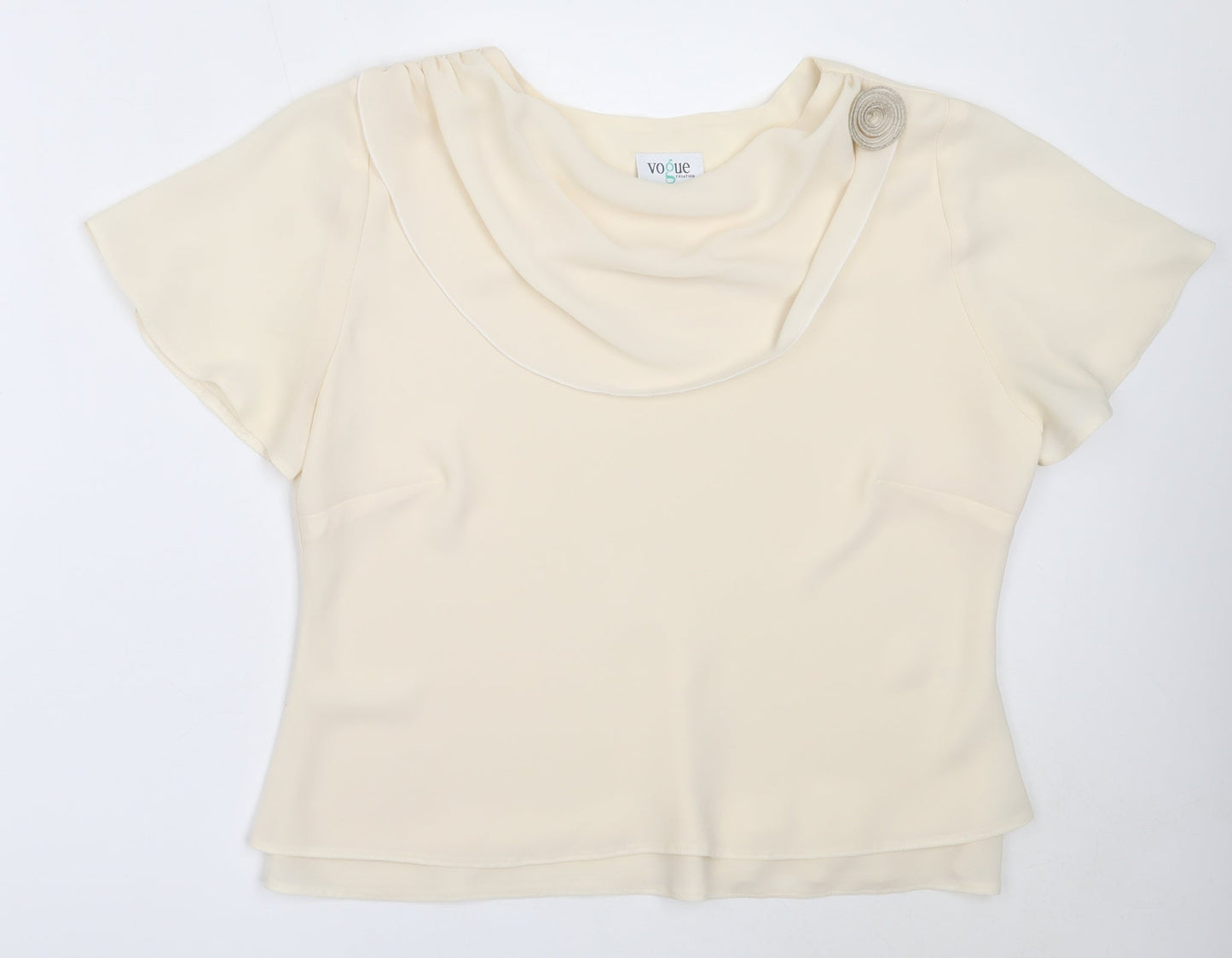 Vogue Womens Ivory  Polyester Basic Blouse Size 18 Round Neck