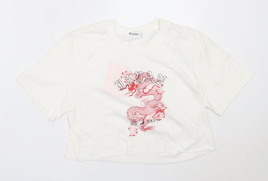 Womens UK Size S Missguided White Cropped T-Shirt