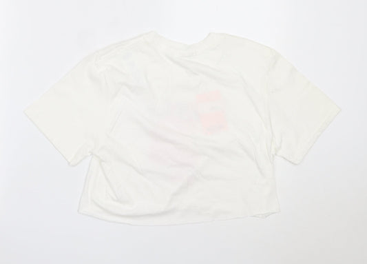 Womens UK Size S Missguided White Cropped T-Shirt