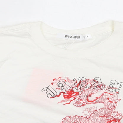 Womens UK Size S Missguided White Cropped T-Shirt