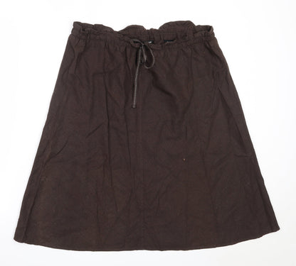 H&M Womens Brown  Linen Flare Skirt Size 46 in