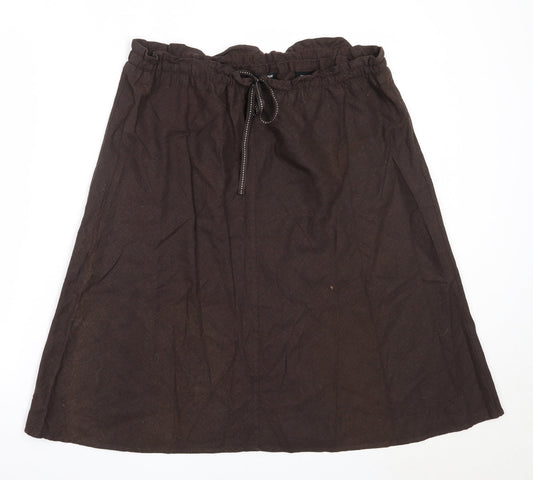 H&M Womens Brown  Linen Flare Skirt Size 46 in