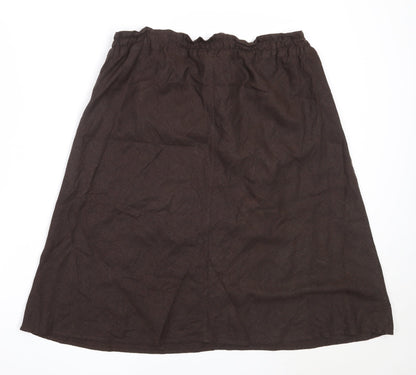 H&M Womens Brown  Linen Flare Skirt Size 46 in