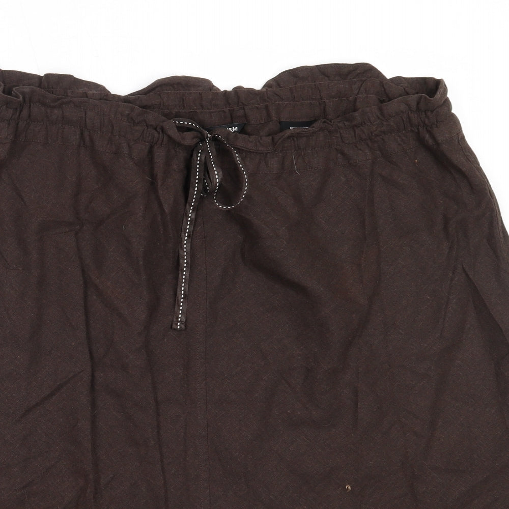 H&M Womens Brown  Linen Flare Skirt Size 46 in