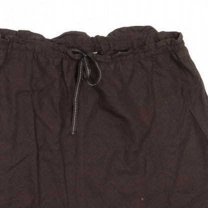 H&M Womens Brown  Linen Flare Skirt Size 46 in