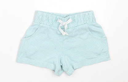 NEXT Girls Blue Striped Cotton Hot Pants Shorts Size 4 Years  Regular
