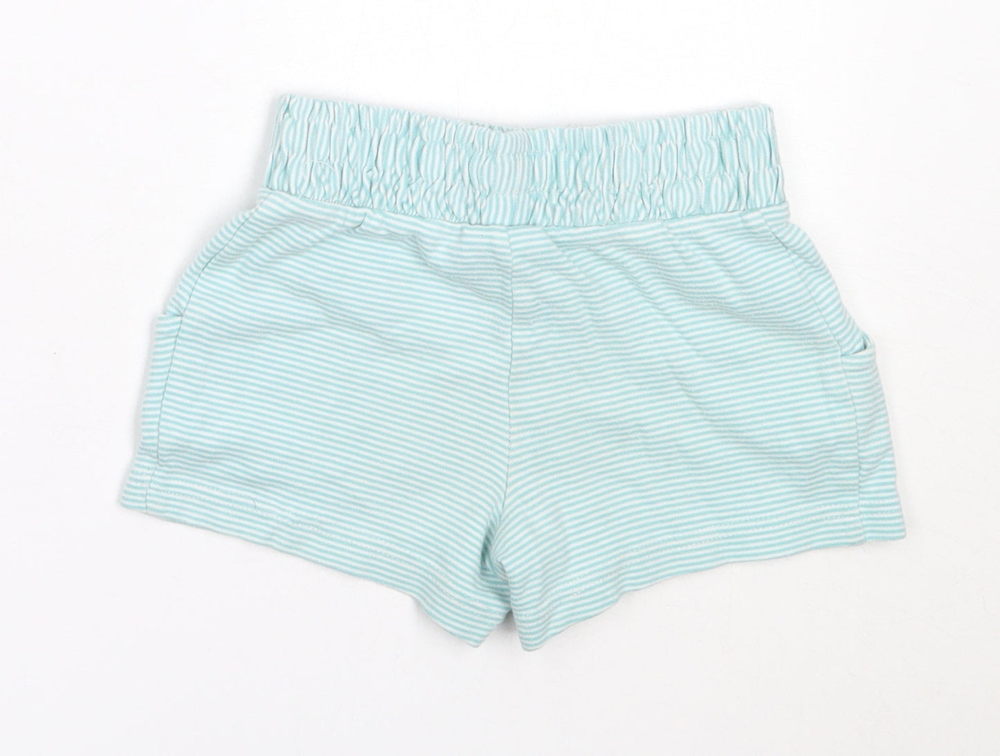 NEXT Girls Blue Striped Cotton Hot Pants Shorts Size 4 Years  Regular