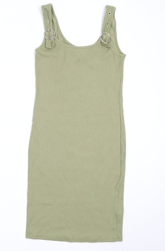 New Look Womens Green  Cotton Bodycon  Size 8  Round Neck