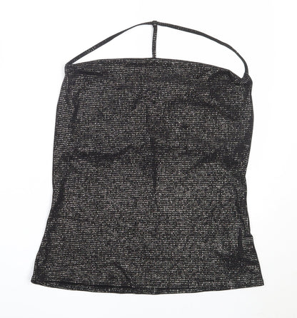 George Womens Black  Polyester Basic Blouse Size 12 Square Neck