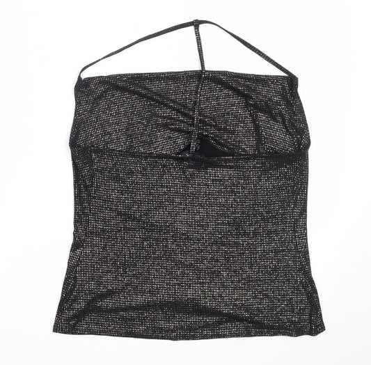 George Womens Black  Polyester Basic Blouse Size 12 Square Neck