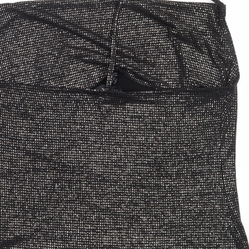 George Womens Black  Polyester Basic Blouse Size 12 Square Neck