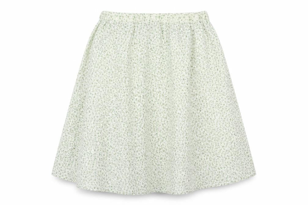Front view of SHEIN women’s green floral polyester flare skirt, size XS