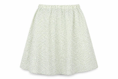 Front view of SHEIN women’s green floral polyester flare skirt, size XS