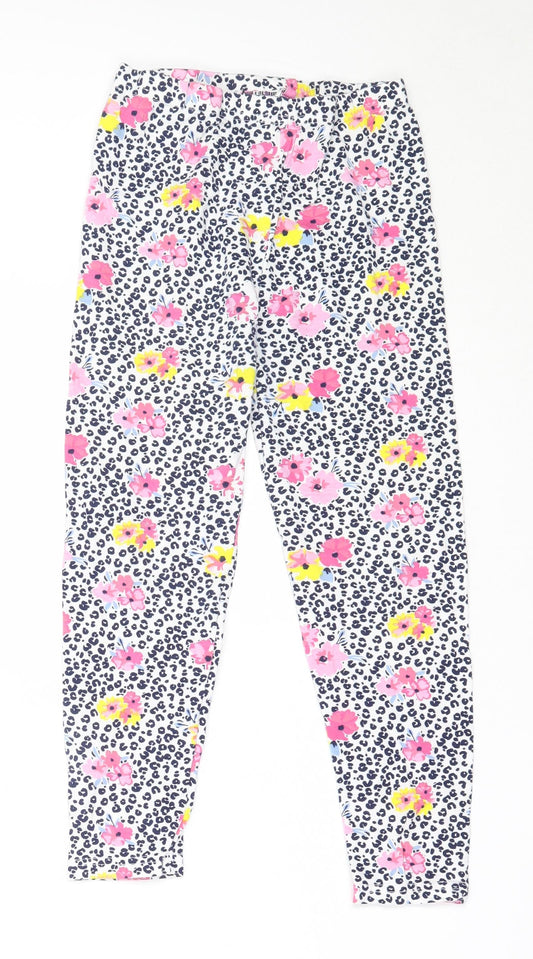 Hullabaloo Girls White Floral Cotton Capri Trousers Size 9-10 Years  Regular  - leggings