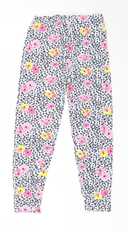 Hullabaloo Girls White Floral Cotton Capri Trousers Size 9-10 Years  Regular  - leggings